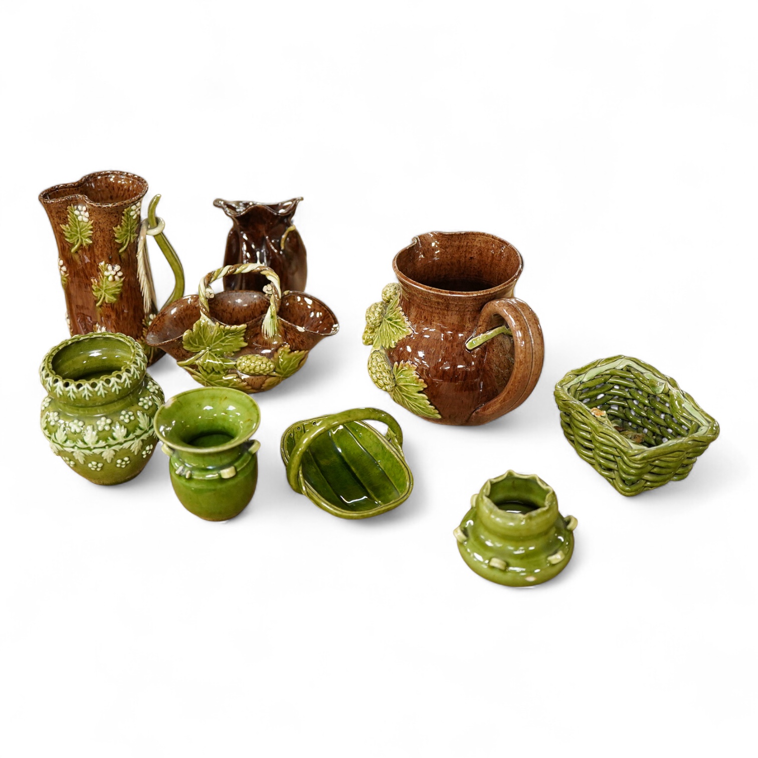 A collection of miniature Rye pottery jugs, vases etc. tallest 10.5cm